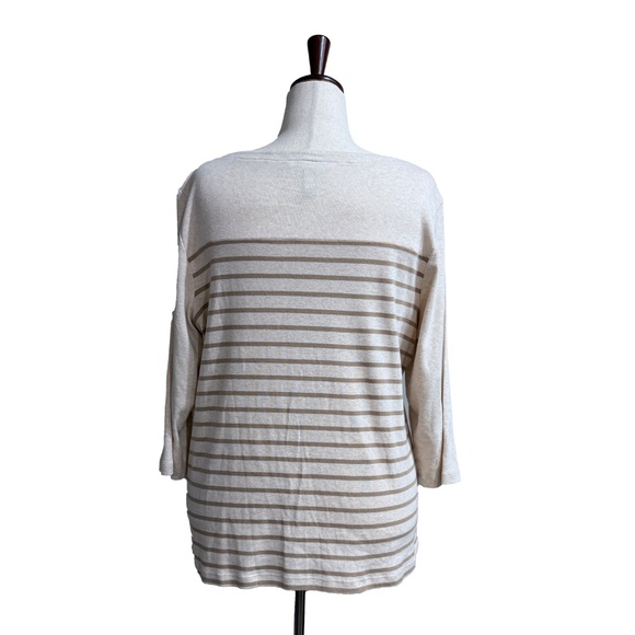 NWOT Karen Scott Plus Size Striped Giraffe Embellished 3/4 Sleeve Top - 1X - Picture 2 of 5